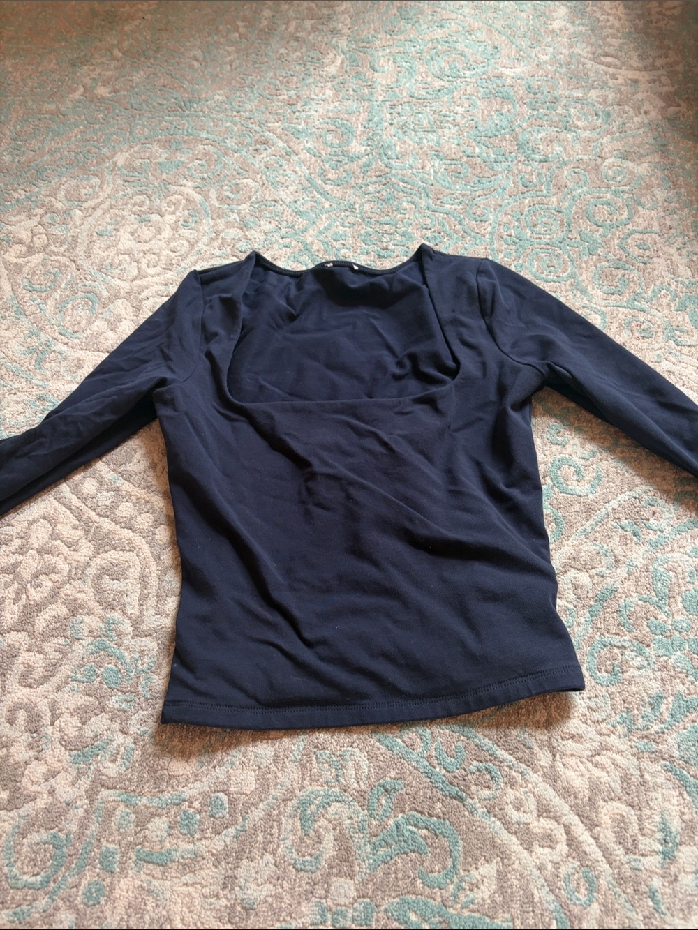 Women’s Navy Long-Sleeve Scoop Neck Top